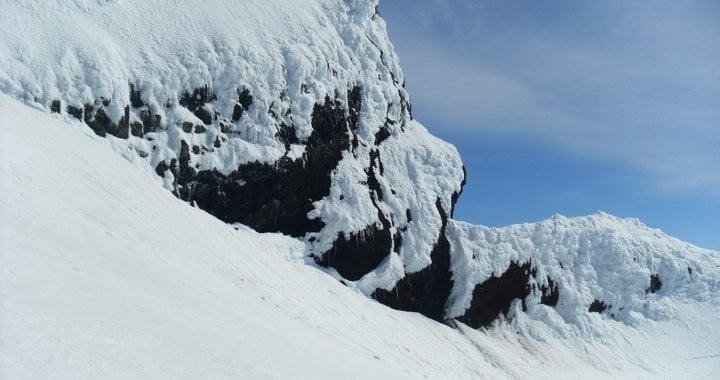 Our guide had never seen the cliffs in the Vatnajokull glacier before but thanks to global warming they were visible.