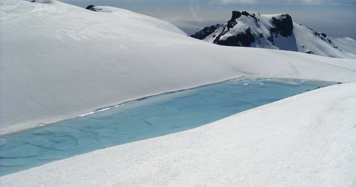 Water pool on the Vatnajokull Glacier. The water from it was absolutely delicious.