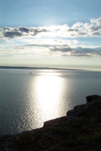 Fancy a swim? Swimming the strait to the mainland is a real feat.