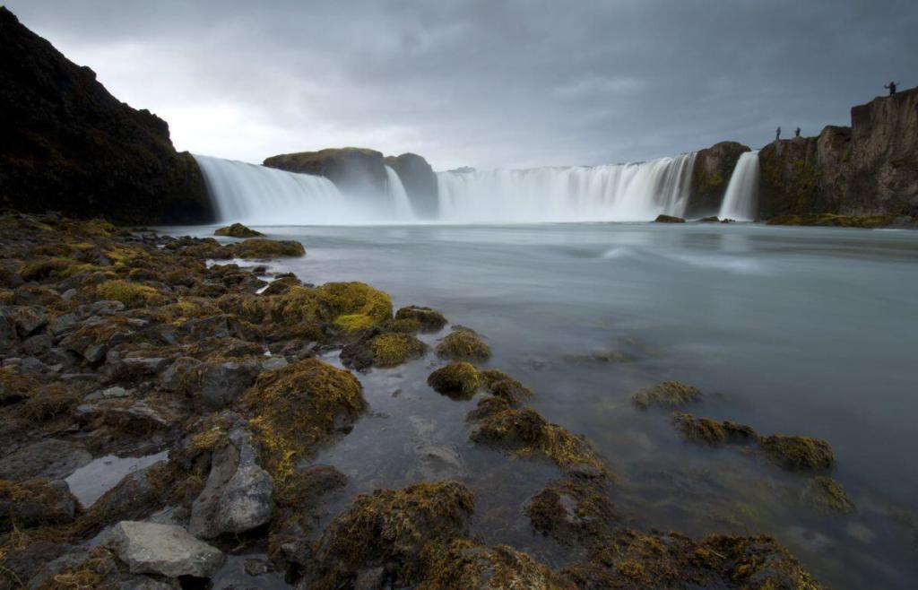 Goðafoss waterfall is located in the Bárðardalur valley in the North-Central Iceland.