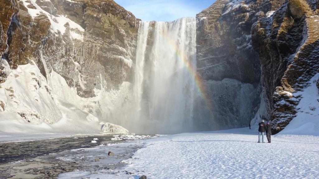 Skogarfoss waterfall is stunning in winter.