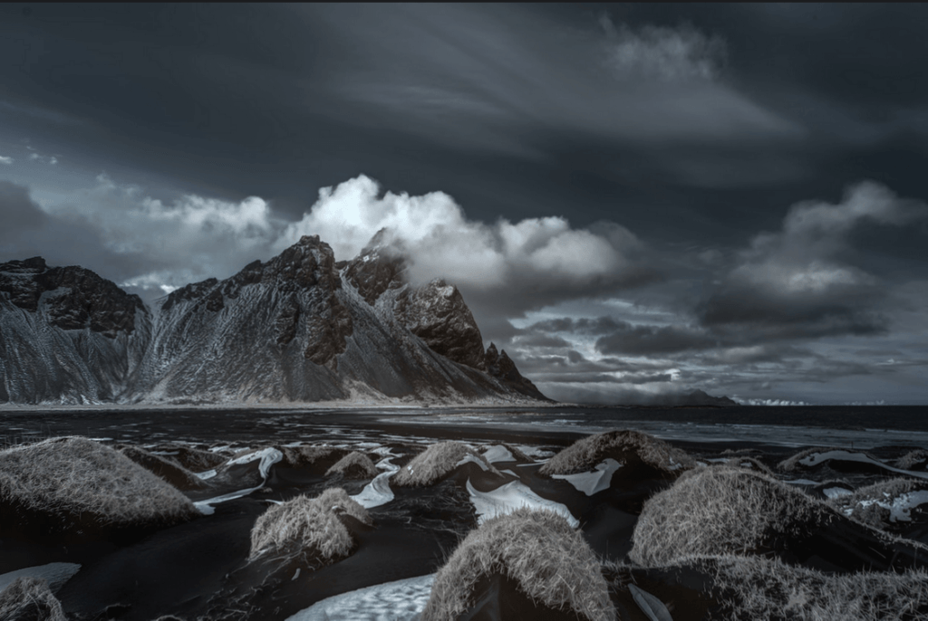 Vestrahorn in the South East of Iceland. It is often called ´Batman´Mountain.
