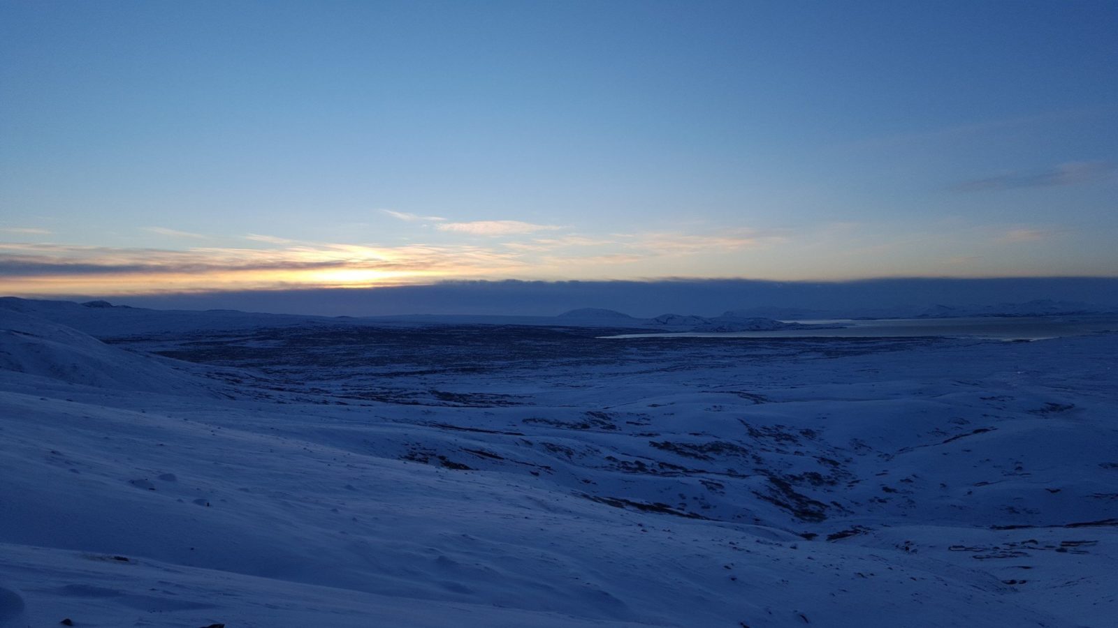 Sun Rises Over Lake Thingvallavatn and Thingvellir.