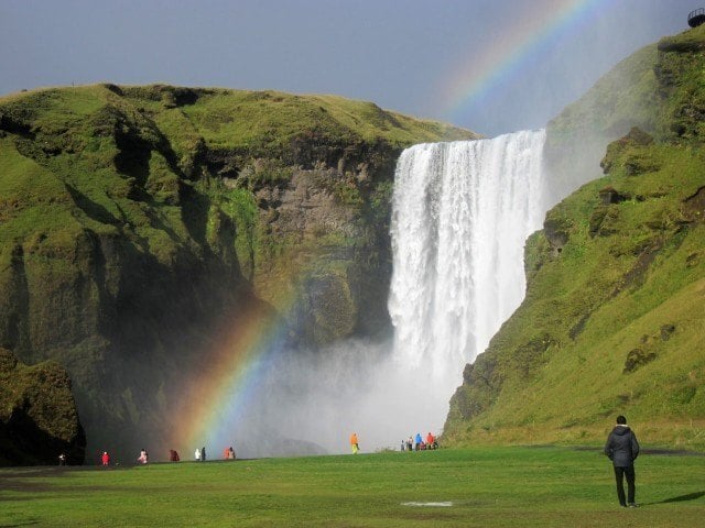 Seljalandsfoss with rainbow. That is something that the Icelandic tourist board would certainly approve of.