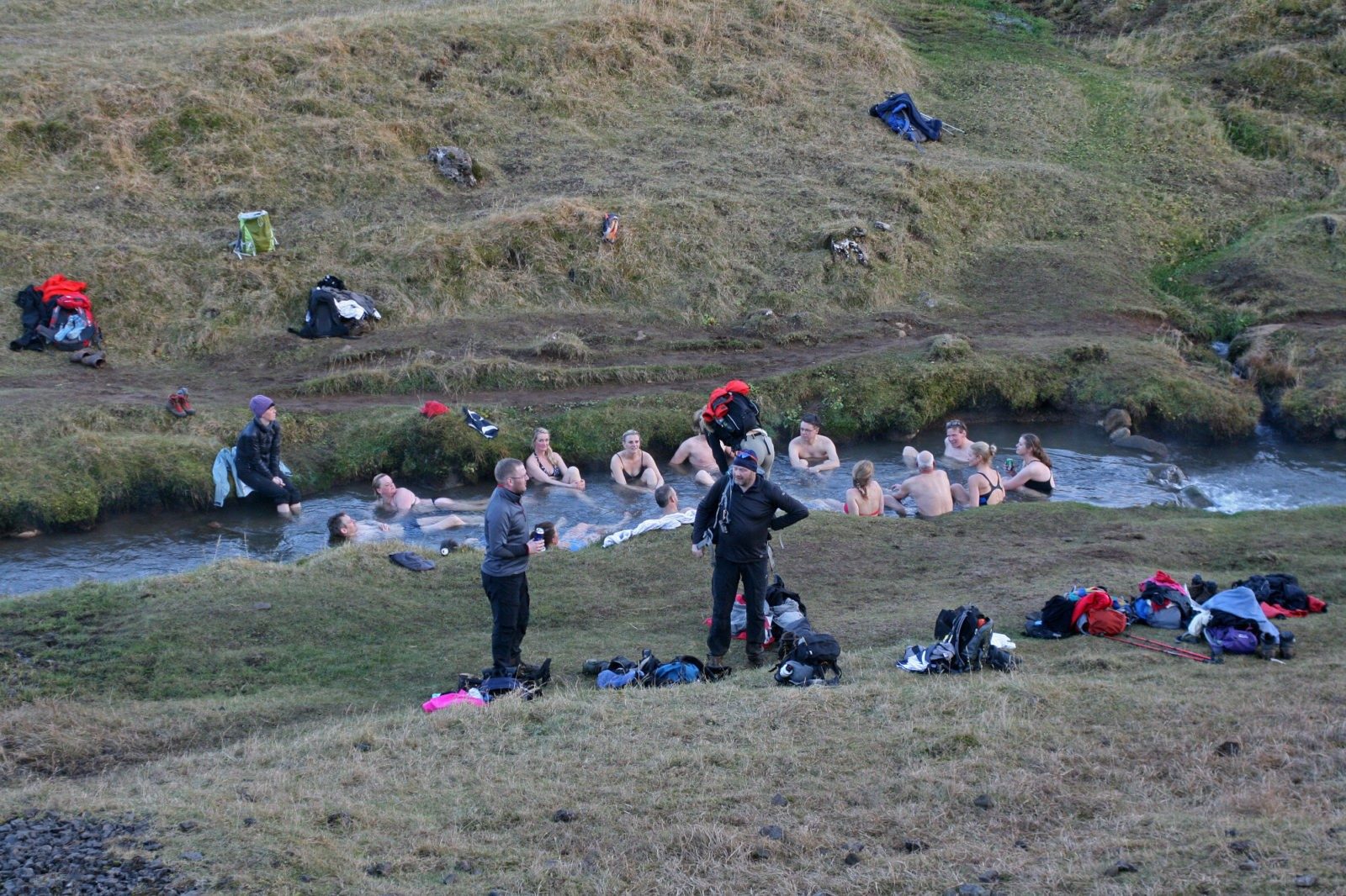 Bathing in Reykjadalsá river near Hveragerði. 