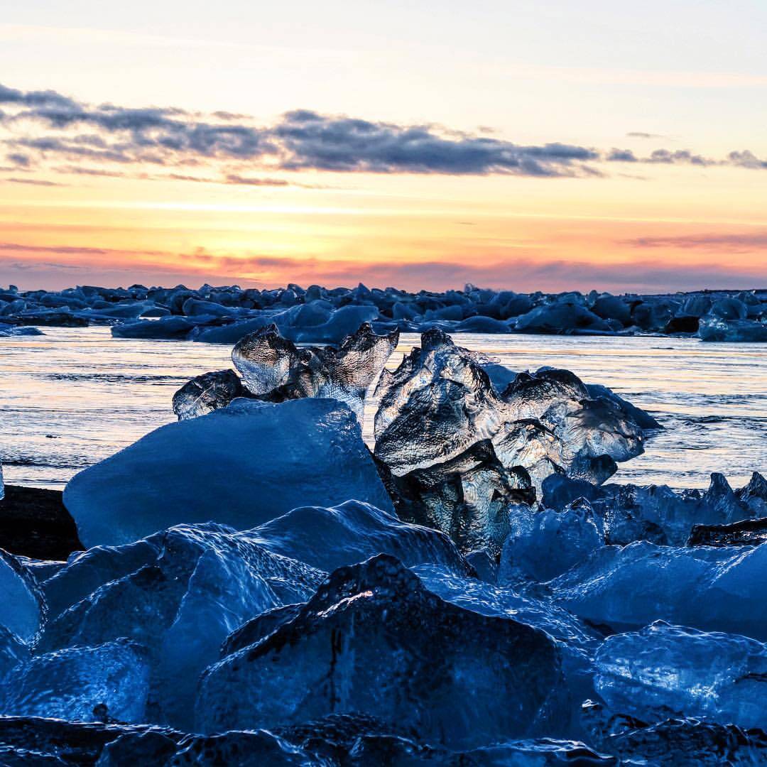 Jökulsarlon glacial lagoon and Breidamerkursandur beach are must see places in Iceland.