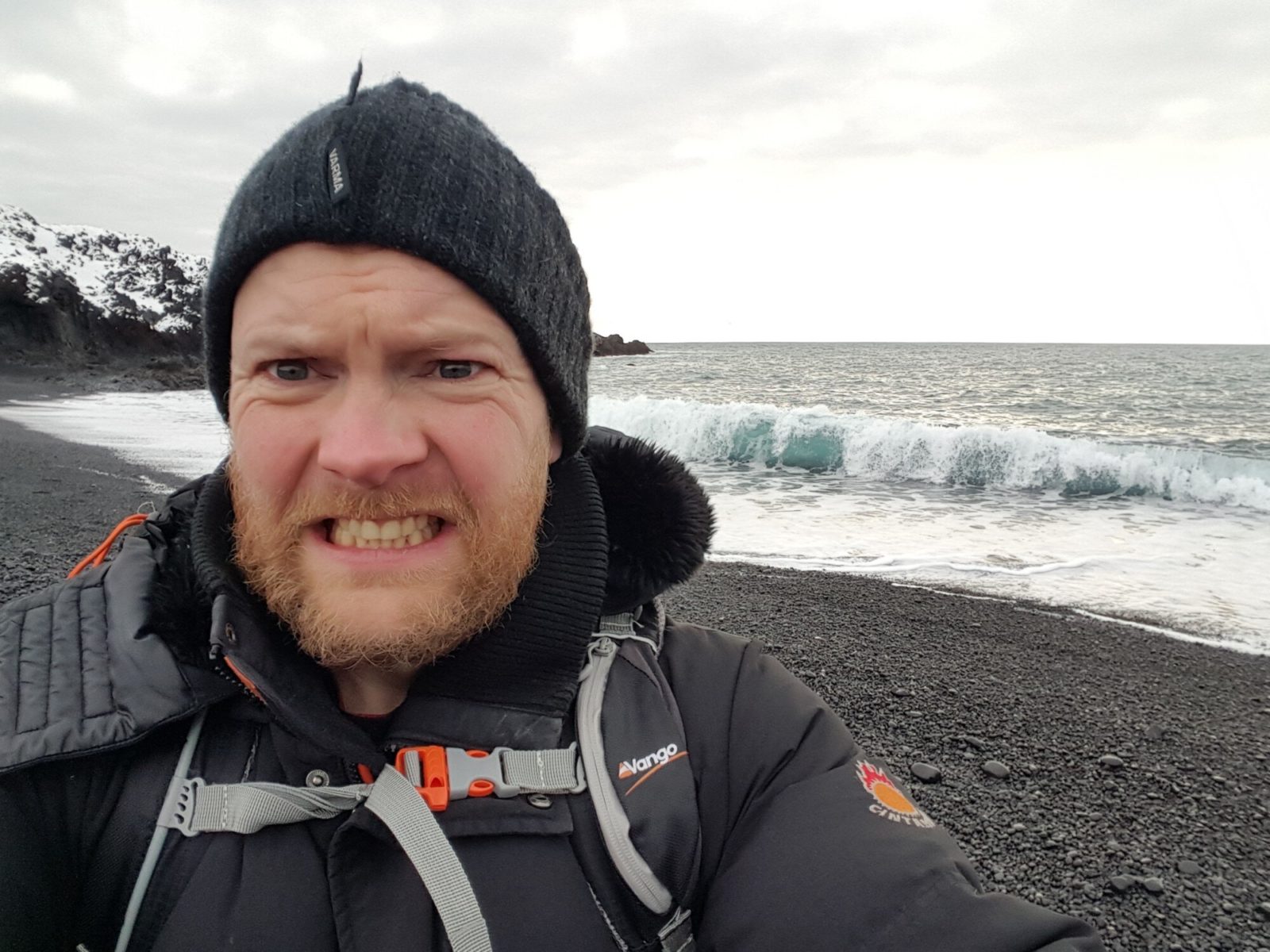 Witness me! This dramatic selfie is to warn you about the dangers of Icelandic beaches. Sometimes the waves can roll in with extreme power.