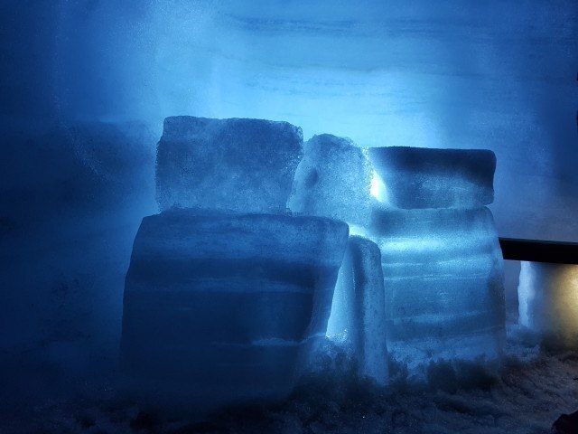 Illuminated ice.
