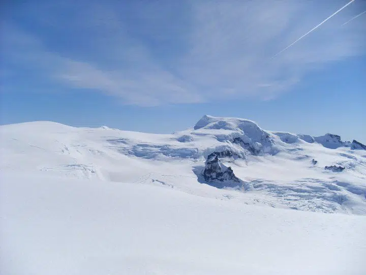 Mt. Hvannadalshnjukur, the highest peak in Iceland seen from the Hrutfjallstindar peaks