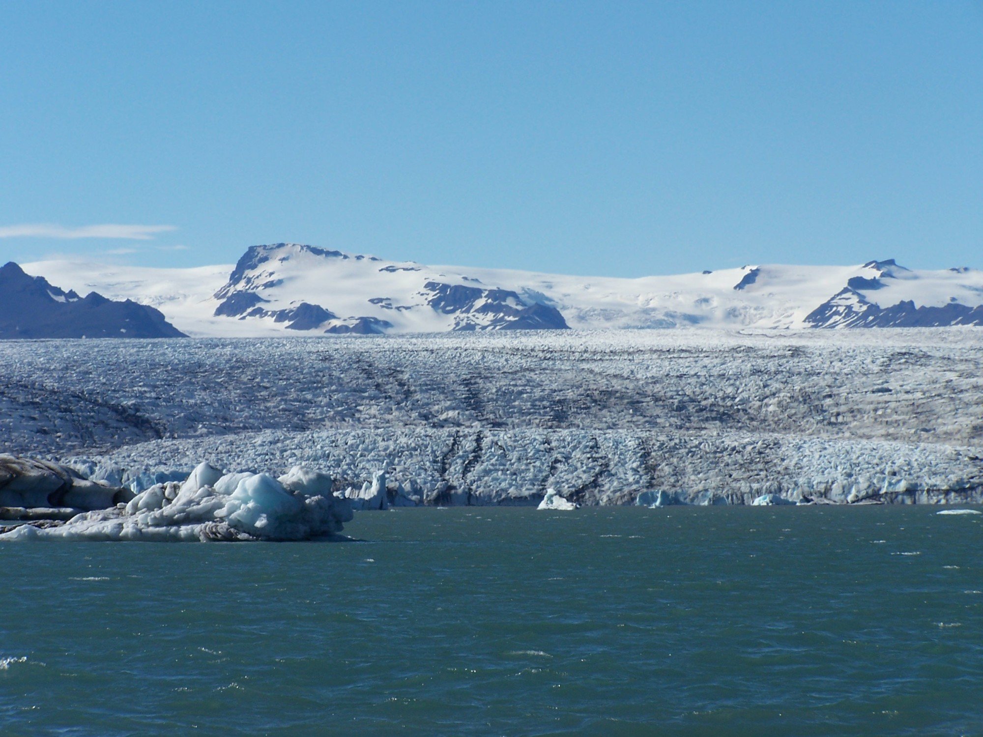 The edge of breidamerkurjokull glacier that sticks out of the massive Vatnajokull glacier and feeds in to the Jokulsárlón lagoon.