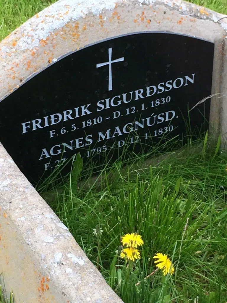 The Grave of Agnes Magnusdottir and Fridrik Sigurdsson (photo credit: Alison W.)