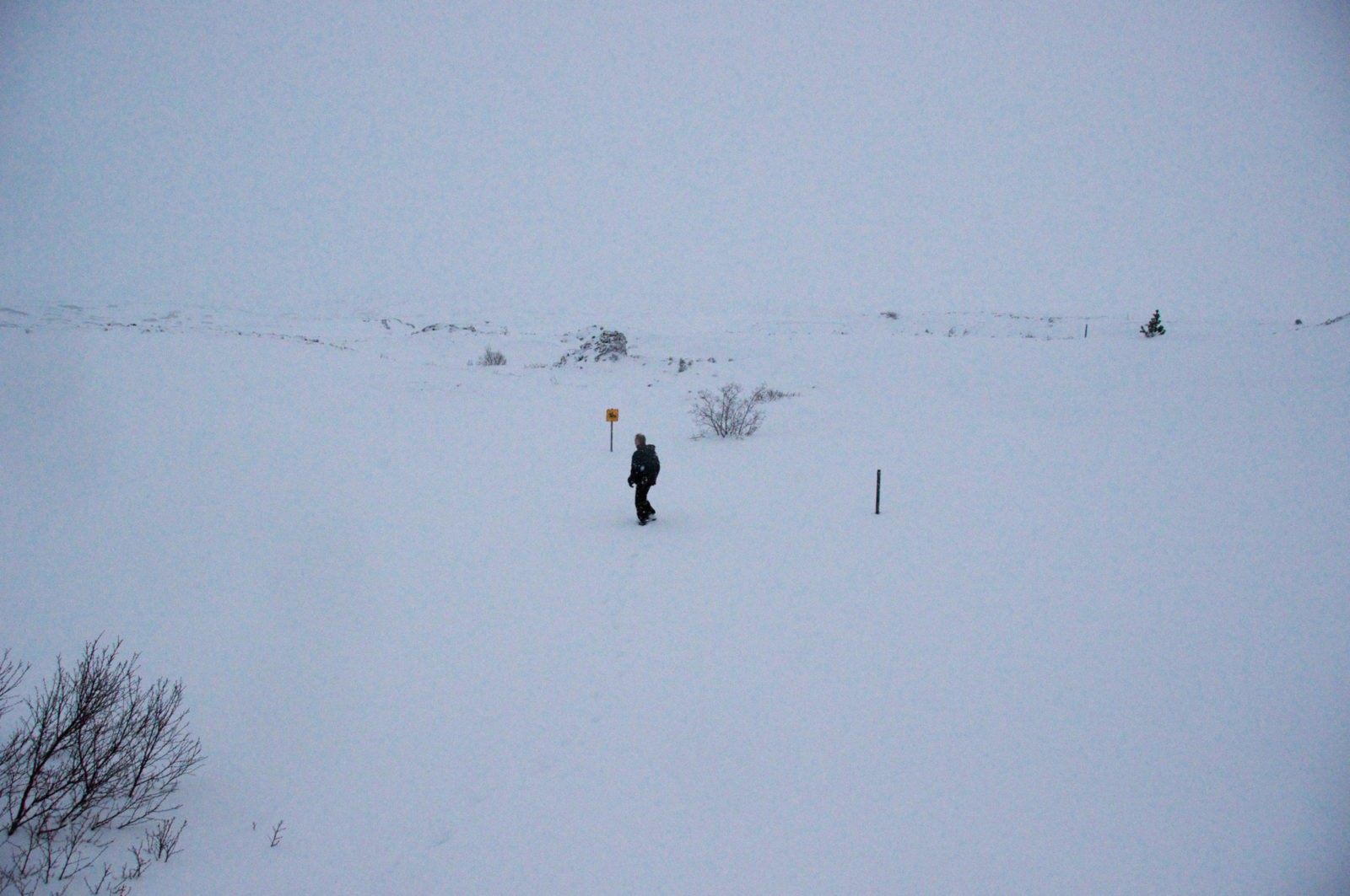 Hiking in Iceland in winter.