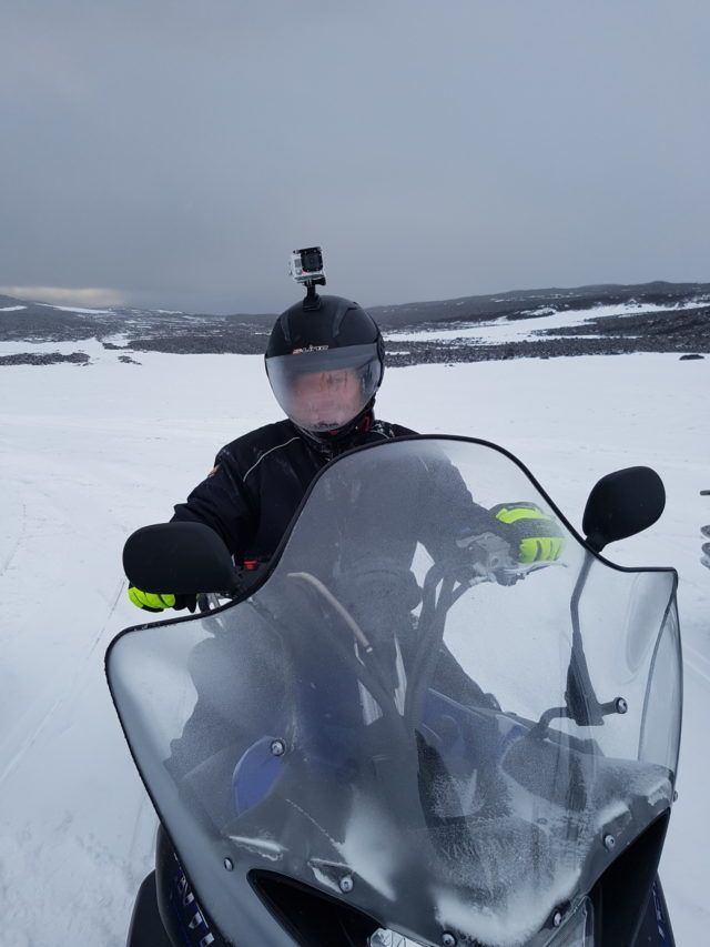 Just down from the glacier. I wanted to look col but the frozen condensed breath on the inside of my helmet sort of made that impossible.