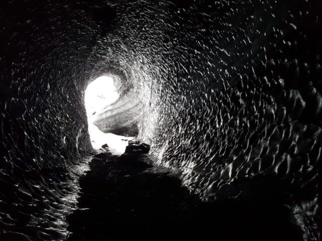 Inside an ice cave.