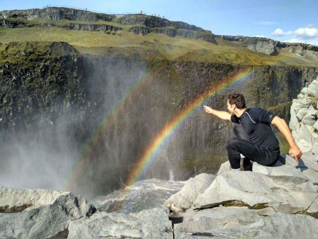 When biking in Iceland you might catch a rainbow!