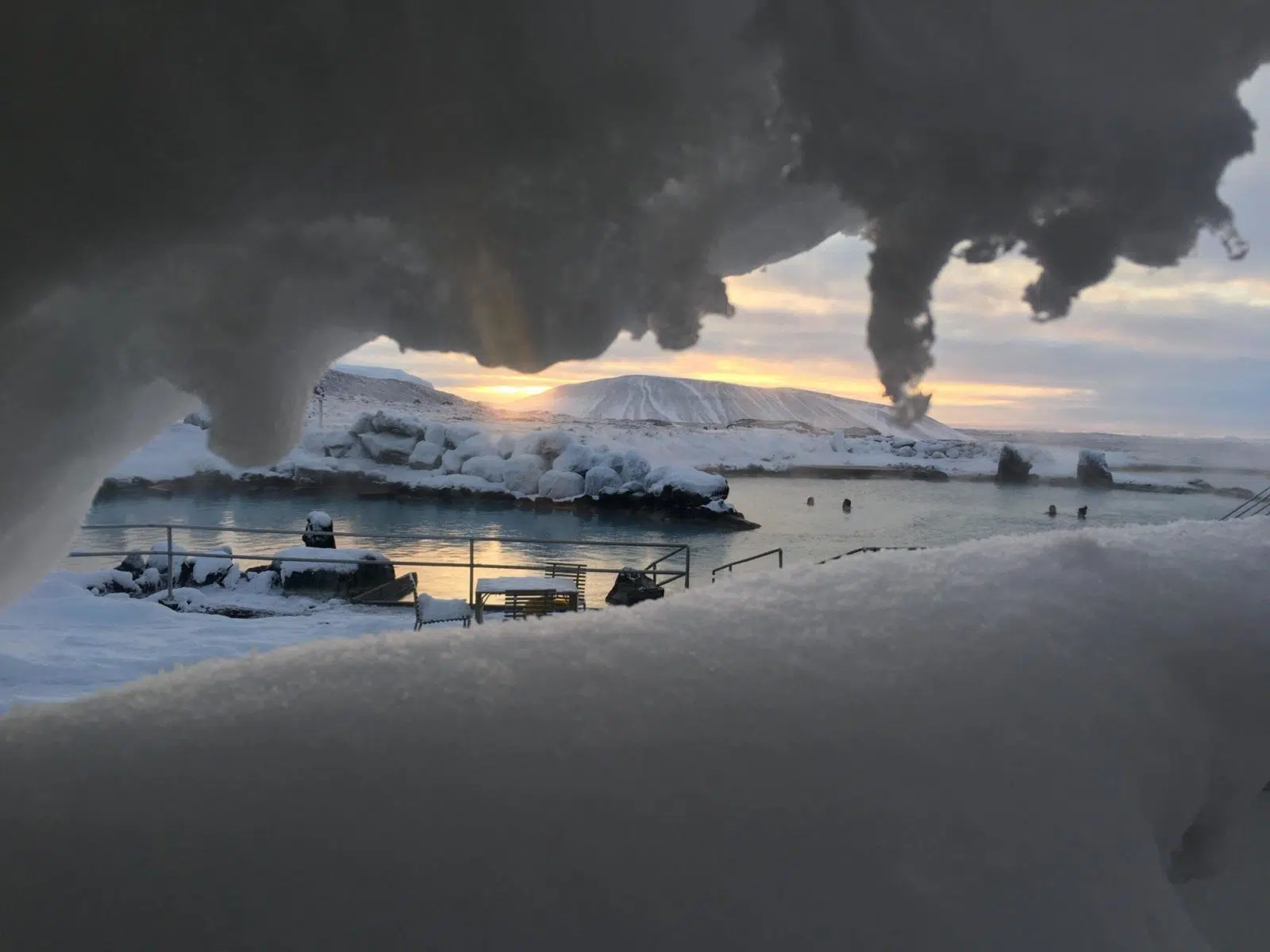 Steaming nature baths at Lake Myvatn.