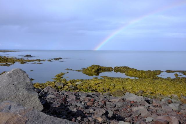 Rainbow at Seltjarnarnes at the western edge of Reykjavik, Iceland.