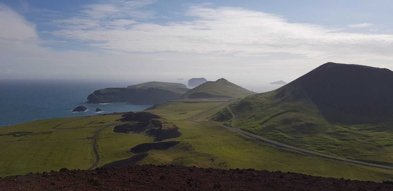 View from Eldfell in the Westman Islands in Iceland.