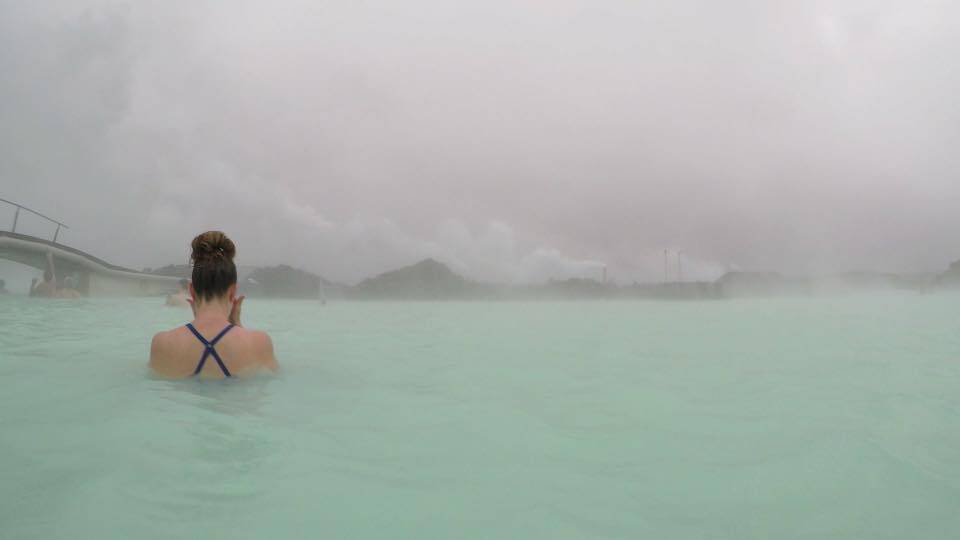 Lady in blue lagoon in Iceland