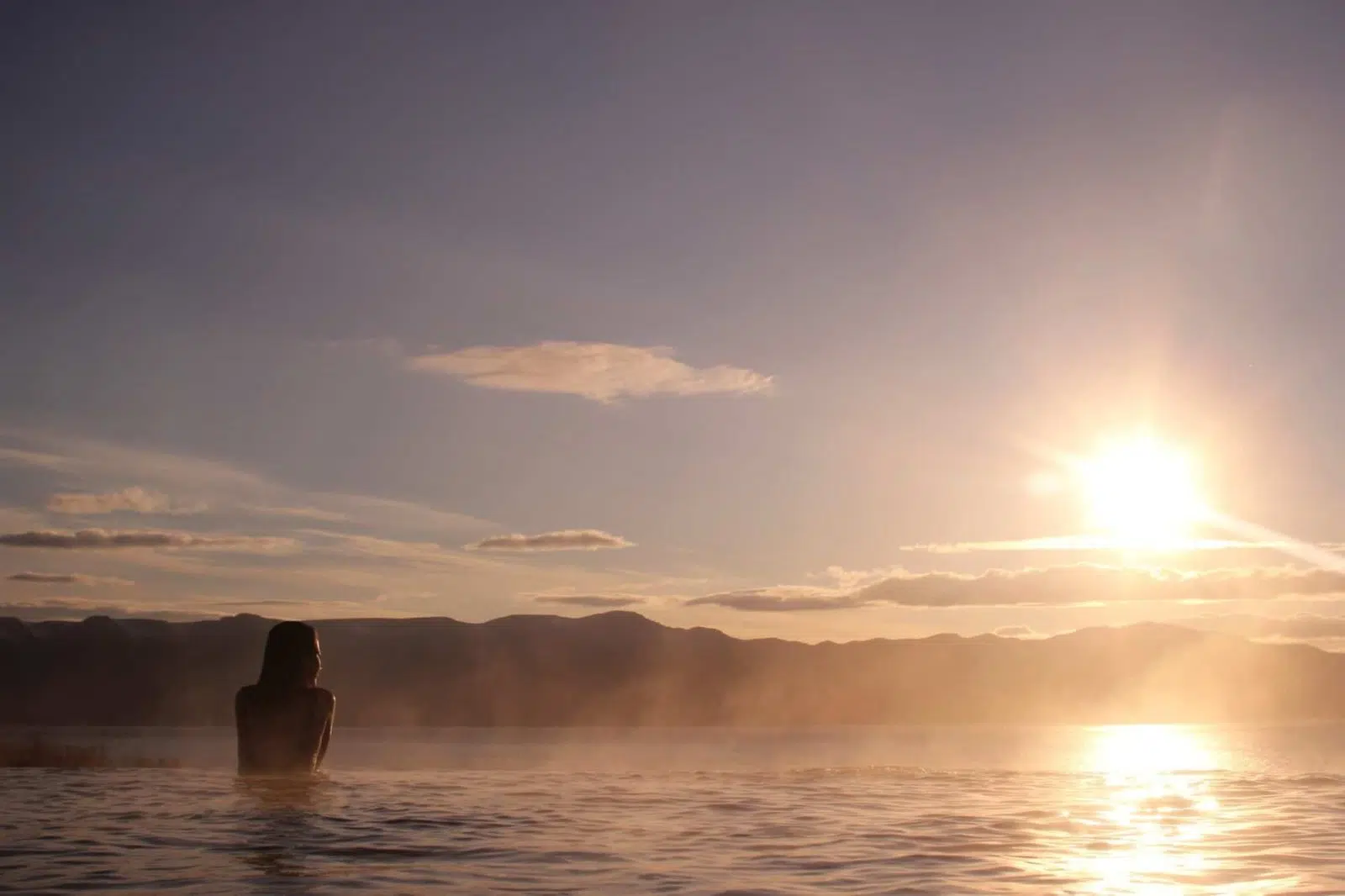 Sunset at GeoSea Baths in Húsavík.