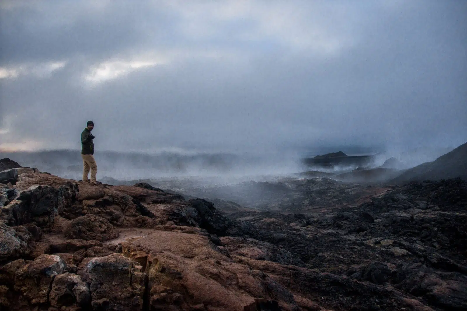 Man in in the Myvatn region of Iceland.