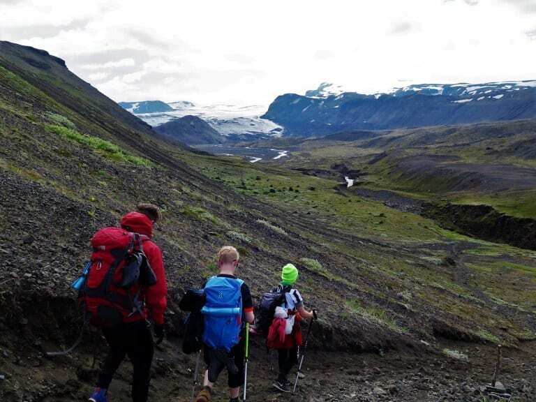 The Laugavegur hiking trail in the highlands of Iceland.