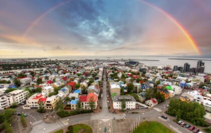 A view of Reykjavik from the top of Hallgrímskirkja church.