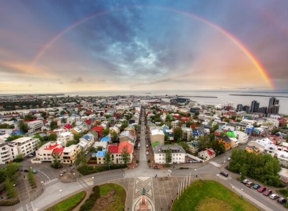 A view of Reykjavik from the top of Hallgrímskirkja church.