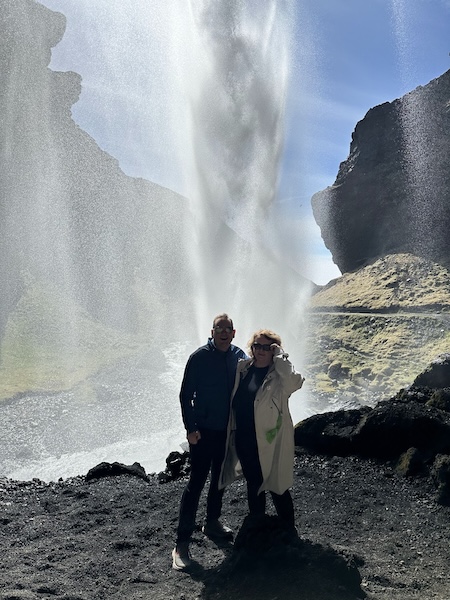 Kvernufoss waterfall in the distance.