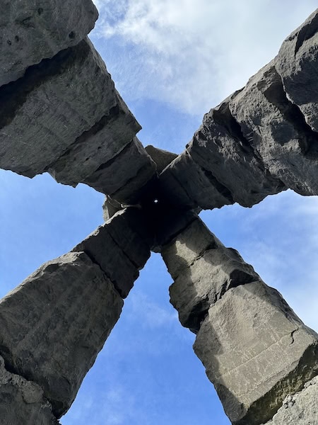 The engineering of the central pillar of the Artic Henge is impressive.