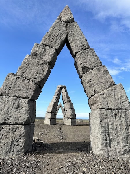 The Arctic Henge in Iceland on a crisp sunny day.