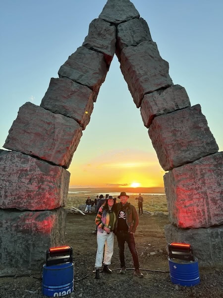 Hildur and I posing on the eve of the Skálmöld concert at the Arctic Henge.