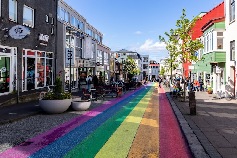 Skólavörðustígur, AKA, the rainbow street in Reykjavik, Iceland.