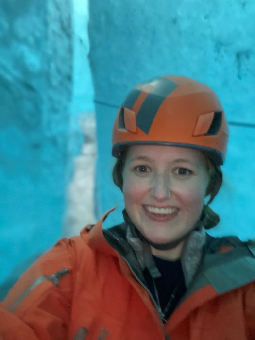 It is impossible not to smile in a beautiful ice cave.