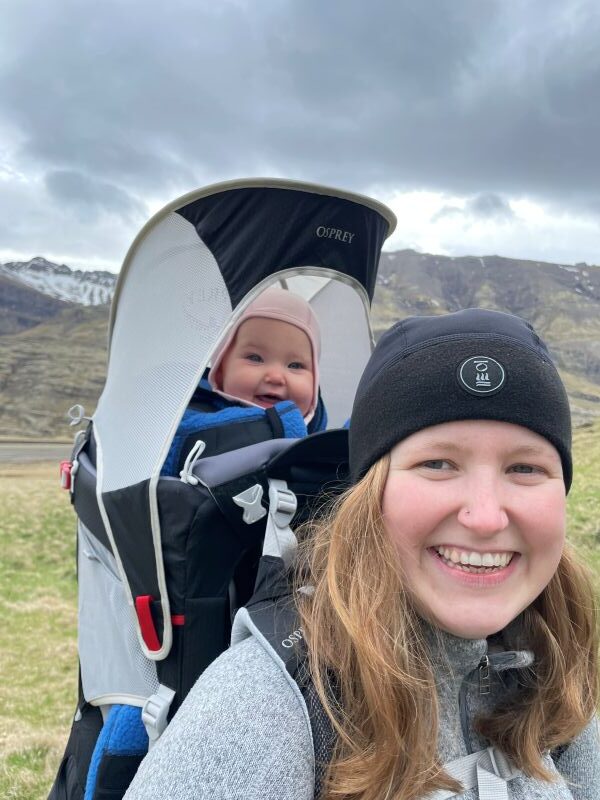 Rebecca and her daughter enjoy the great outdoors in Iceland.