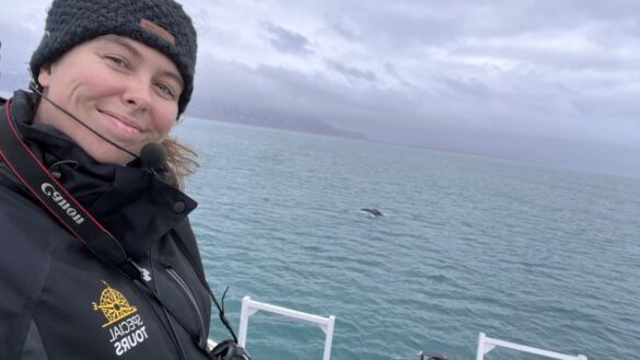 Alice Lehir, Special Tours head guide in her happy place at sea.