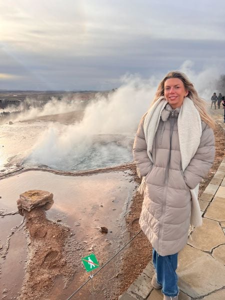 Exploring the geysers and hot pots in Haukadalur.